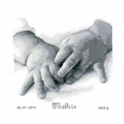 Vervaco  Baby Hands Birth Record On Aida Counted Cross Stitch Kit