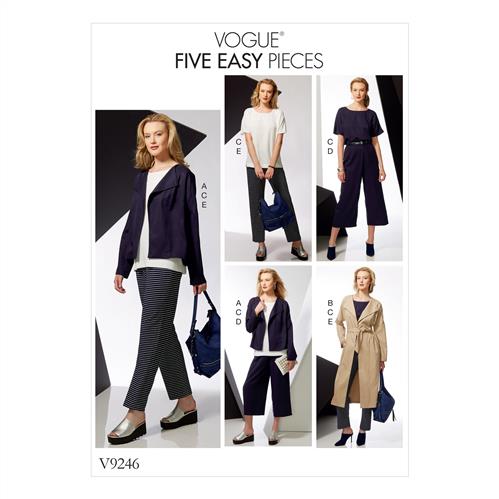 Vogue Patterns 9246 MISSES' DROP-SHOULDER JACKETS, BELT, TOP WITH YOKES,  AND PULL-ON PANTS