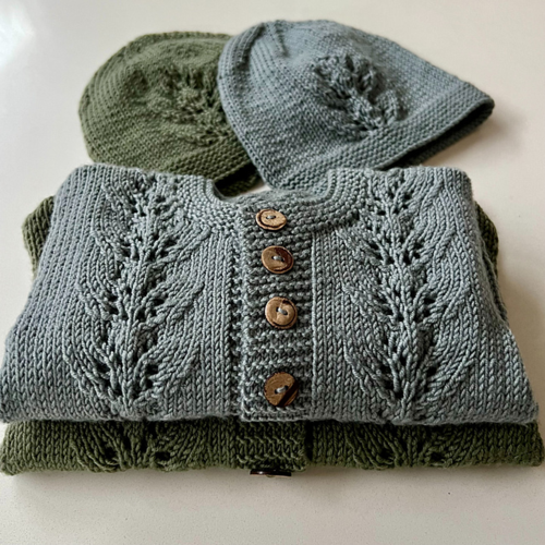 The Kiwi Stitch & Knit Co Abby Cardigan & Hat 8ply
