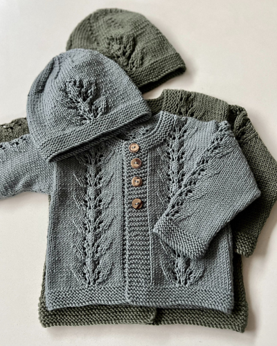 The Kiwi Stitch & Knit Co Abby Cardigan & Hat 8ply | The Ribbon Rose