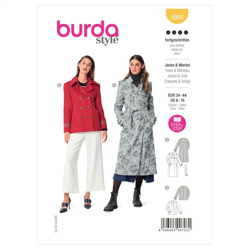 Burda Pattern 5984 Misses' Caban Jacket and Trench Coat | The Ribbon Rose