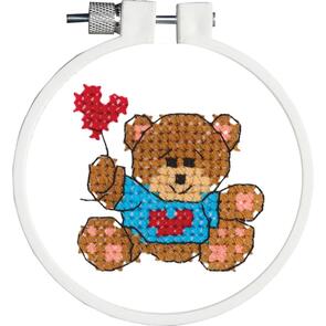 Janlynn  Kid Stitch Stamped Cross Stitch Kit 3" Round - Bear & Balloon