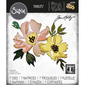 Sizzix Tim Holtz Thinlits Die Set 7PK - Brushstroke Flowers #1 by