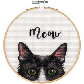 Dimensions Cross Stitch Kit 6" Round - Meow (14 Count)