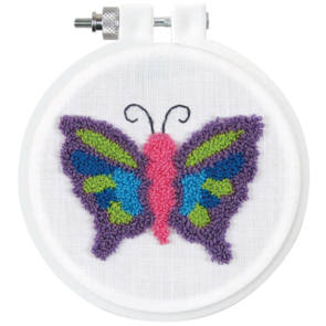 Design Works Punch Needle Kit 3.5" Round - Butterfly