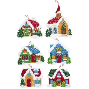 Bucilla  Felt Ornaments Applique Kit Set Of 6 - Christmas Village