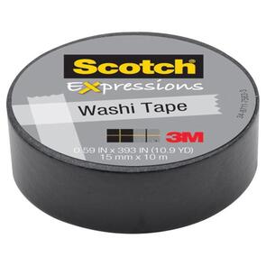 3M Scotch Washi Tape .59"X10.9yd - Black