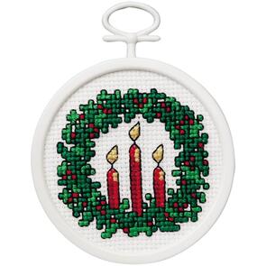 Janlynn Mini Counted Cross Stitch Kit 2.5" - Holiday Wreath