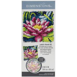 Dimensions Latch Hook Kit 12"X12" - Dragonfly & Water Lily