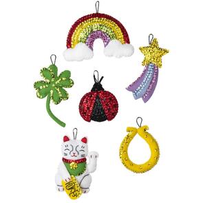 Bucilla  Felt Ornaments Applique Kit Set Of 6 - Feeling Lucky