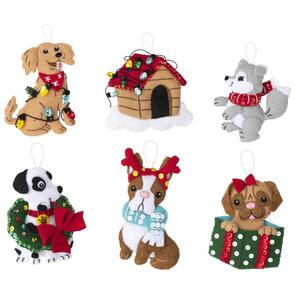 Bucilla  Felt Ornaments Applique Kit Set Of 6 - Christmas Dogs