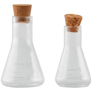 Idea-Ology  Tim Holtz Small Corked Glass Flasks 2/Pkg - Laboratory 2" To 2.375"