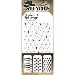 Stampers Anonymous  Tim Holtz Layered Stencil Set 3/Pkg Shifter Harlequin