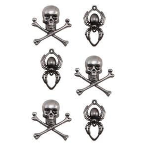 Idea-Ology Tim Holtz Metal Adornments 6/Pkg Skulls & Spiders