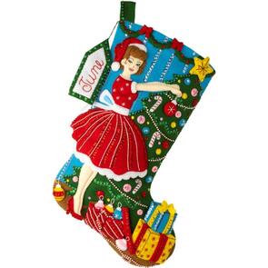 Bucilla Felt Stocking Applique Kit 18" Long - Vintage Christmas