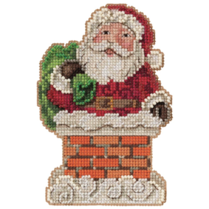 Mill Hill Jim Shore Counted Cross Stitch Kit 3.5"x5" - Santa In Chimney