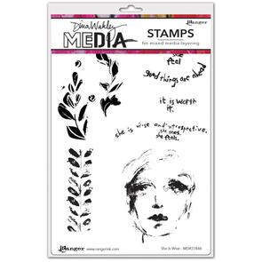 Ranger Ink  Dina Wakley Media Cling Stamps 6"X9" - She Is Wise