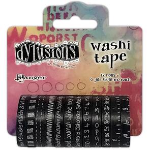 Ranger Ink  Dylusions Washi Tape Set - Black - 12 Rolls
