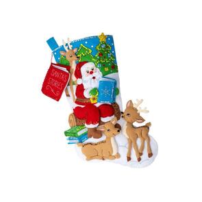 Bucilla Felt Stocking Applique Kit 18" Long - Storytime Santa