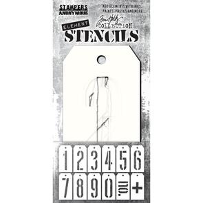 Stampers Anonymous Tim Holtz Element Stencils 12/Pkg - Mechanical (Numbers)