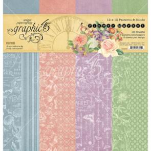 Graphic 45 Double-Sided Paper Pad 12"X12" 16/Pkg-Flower Market Patterns & Solids