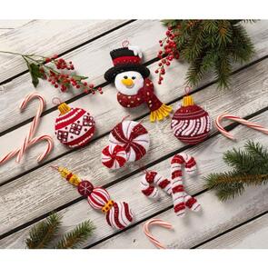 Bucilla Felt Ornaments Applique Kit Set Of 6 - Snowman's Peppermint Collection