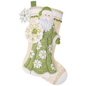 Bucilla Felt Stocking Applique Kit - White Poinsettia Santa