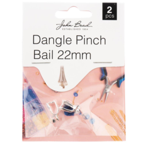 John Bead Dangle Pinch Bail 22mm 2/Pkg Silver