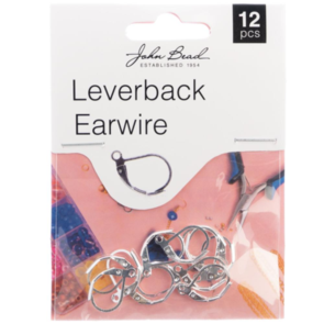 John Bead Earwire Leverback 15mm 12/Pkg - Silver