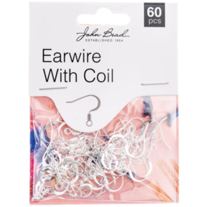 John Bead Earwire with Coil 60/Pkg Silver