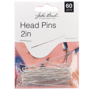 John Bead Head Pins 2in 20ga (0.032) 60/Pkg - Silver