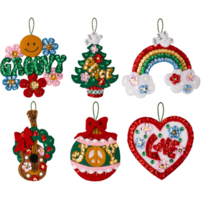 Bucilla Felt Ornaments Applique Kit Set Of 6 - Peace And Love