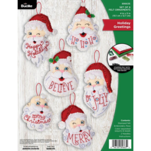 Bucilla Felt Ornaments Applique Kit Set Of 6 - Holiday Greetings