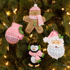 Bucilla Felt Ornaments Applique Kit Set Of 4 - Santa Sweets
