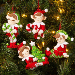 Bucilla Felt Ornaments Applique Kit Set Of 4 - Merry Elves