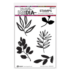 Ranger Ink Dina Wakley Media Cling Stamps 6"X9" - Sticks With Leaves