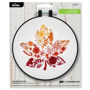 Bucilla Stamped Embroidery Kit W/6" Plastic Hoop - Autumn Foliage