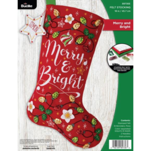 Bucilla Felt Stocking Applique Kit 18" Long - Merry And Bright