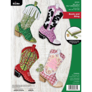 Bucilla Felt Ornaments Applique Kit Set Of 4 - Boots And Bling