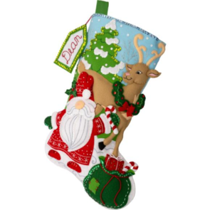 Bucilla Felt Stocking Applique Kit 18" Long - Gnomes Snowy Surprise