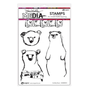 Ranger Ink Dina Wakley Media Cling Stamps 6"X9" - Scribbly Bears