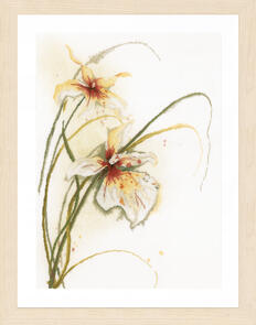 Lanarte  Cross Stitch Kit - Orchid flower (on Linen)