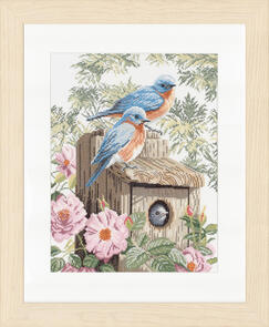 Lanarte Cross Stitch Kit - Garden blue birds