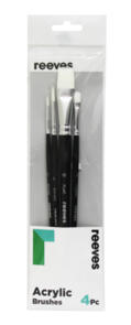 Reeves Acrylic Synthetic Brush Pack - Short Handle 4pc