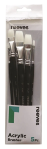 Reeves Acrylic Synthetic Brush New - Short Handle Flat 5pc