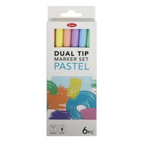 Jasart Dual Tip Brush Marker Pastel Set 6