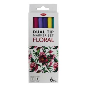 Jasart Dual Tip Brush Marker Floral Set 6