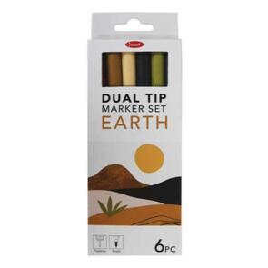 Jasart Dual Tip Brush Marker Earth Set 6