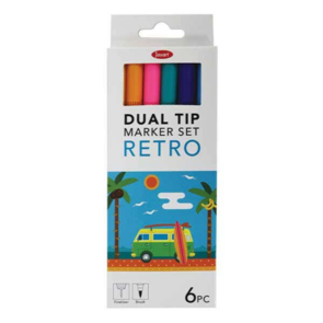 Jasart Dual Tip Brush Marker Retro Set 6
