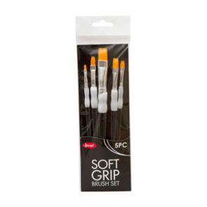 Jasart Soft Grip Brush Gold Synthetic Flat Short Set/5